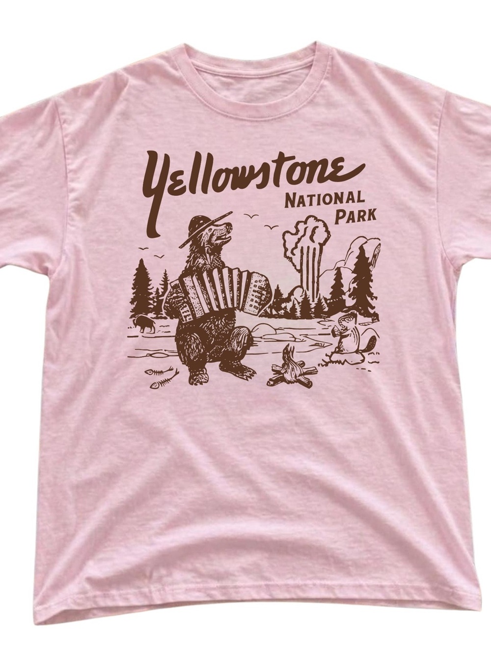 Gildan Pink Yellowstone National Park Graphic Tee, Gift For Her, For Him